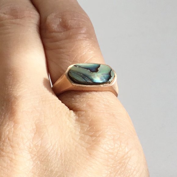 Kendra Scott Mel Cocktail Abalone Shell Rose Gold Ring Size 6.75 As Is - Picture 6 of 8